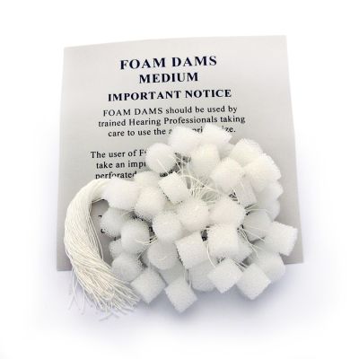 White medium foam ear dams. Pack of 50.