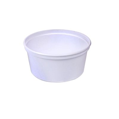 White polypropylene 12 oz container.