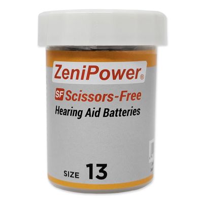 ZeniPower MF Batteries in Scissor-Free Jar, size 13 (10 cards of 6 batteries)