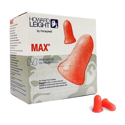 Howard Leight MAX-1 Earplugs, Uncorded, Box of 200