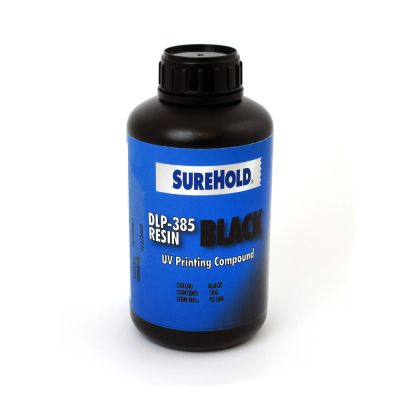 SureHold DLP-385 black resin, 1 kg bottle.