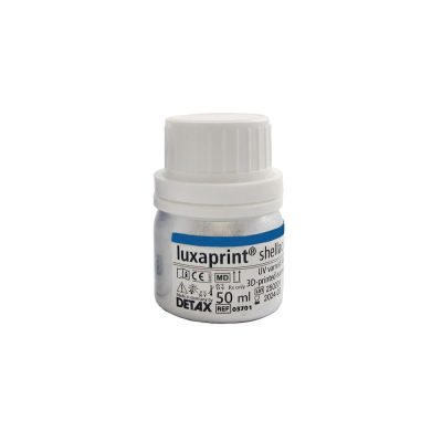Detax Luxaprint shellac color blue lacquer in a 50 ml bottle