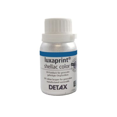 Detax Luxaprint shellac color blue lacquer in a 100 ml bottle