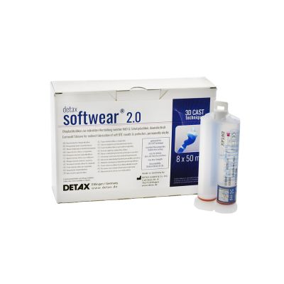 Detax 03906 Softwear 2.0 Earmold Material, 60 Shore, Clear, 8 Cartridges
