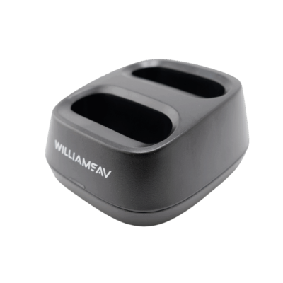 2-bay drop-in charger designed for convenient charging of Infinium® Auracast™ receivers.