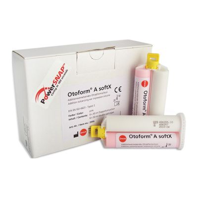 Dreve Otoform A softX impression material. Box of 8 DS50 cartridges.
