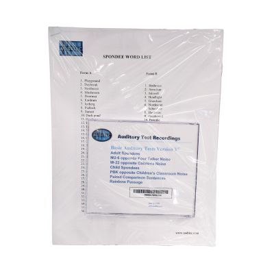 Auditec Auditory Test Recordings showing CD and paper list