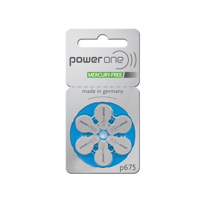 Power One Mercury Free Batteries, Size 675, Box of 60