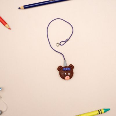 Monaural ITE Critter Clip, 7.5", Hon E. Bear, Purple Cord