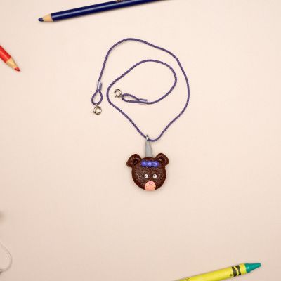 Binaural ITE Critter Clip, 15", Hon E. Bear, Purple Cord