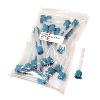 Teal mixing tips in a pack of 36