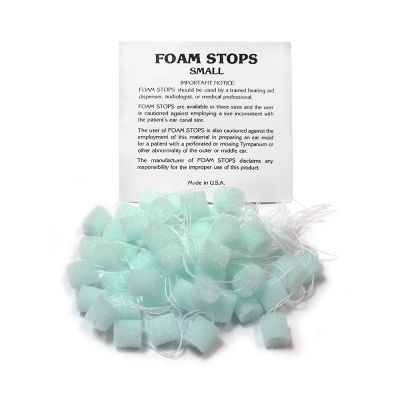 Foam ear stops, small green in a pack of 50