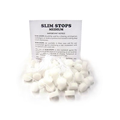 Foam ear stops, slim medium white in pack of 50