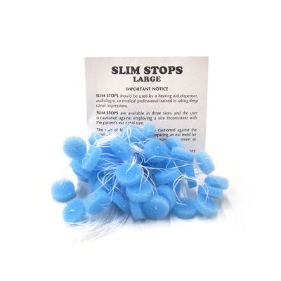 Foam Ear Stops, Slim, Large Blue, Pack of 50 2.1g