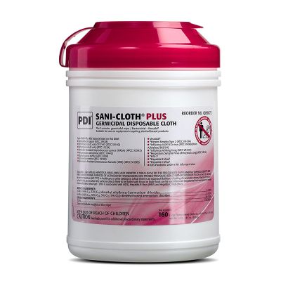 Sani-Cloth Plus Germicidal Disposable Wipes, Canister of 160, 833g
