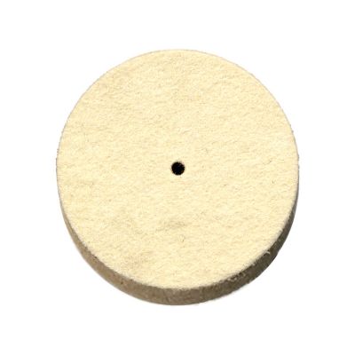 Felt polishing wheel with 2" diameter and 1/4" hole.
