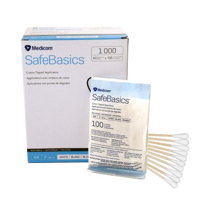 Cotton Tipped Swabs, 3", Box of 1000