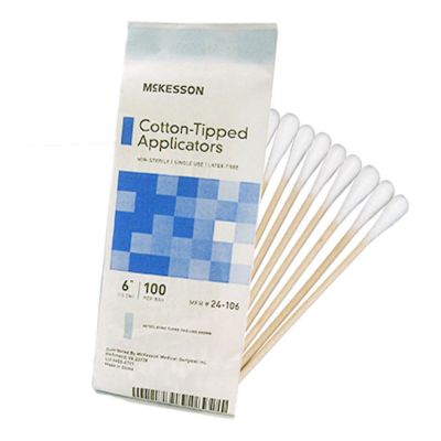 Cotton Tipped Swabs, 6", Pack of 100