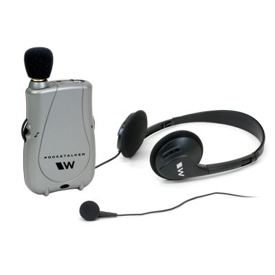 Pocketalker Ultra with headphones and single earbud