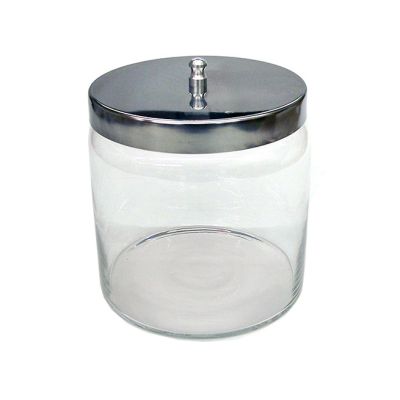 Glass Dressing Jar with Stainless Steel Lid, 6" x 6"