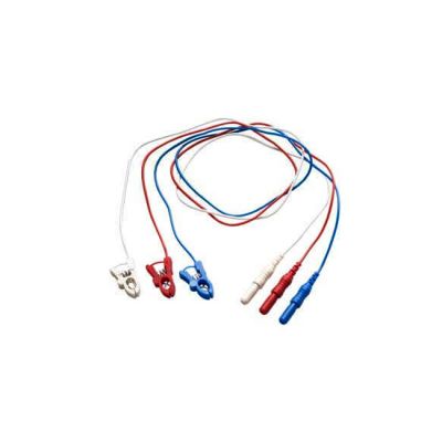 Pinch Clip Electrode Cables, Red White and Blue, three pieces