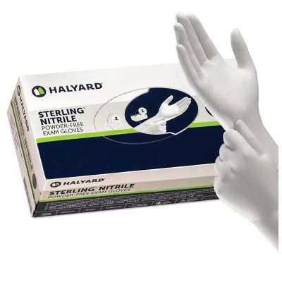 Halyard Sterling Nitrile powder-free exam gloves. Box of 200