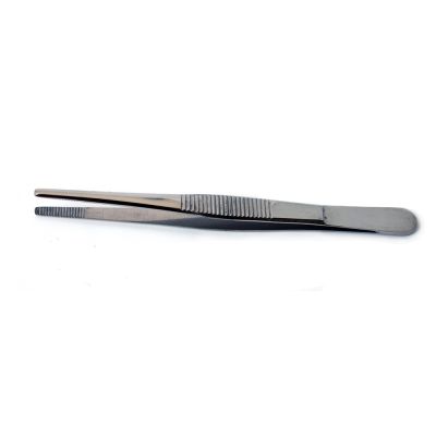 All purpose blunt end tweezers with serrated jaws.