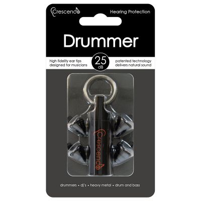 Crescendo ear plugs for drummers