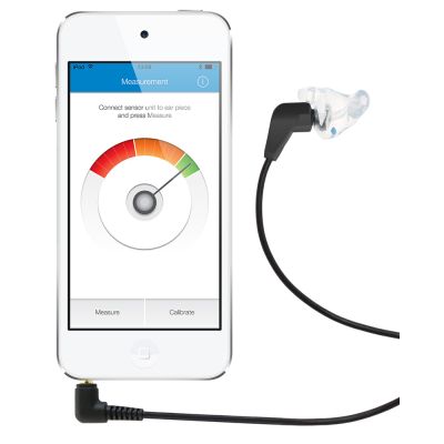 Dynamic Ear PR-1031 Acoustic Leakage Tester shown with IOS device (not included)