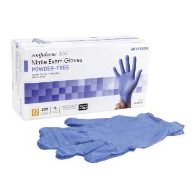 McKesson Confiderm 3.5C Nitrile Exam Gloves, Extra Small, Box of 200