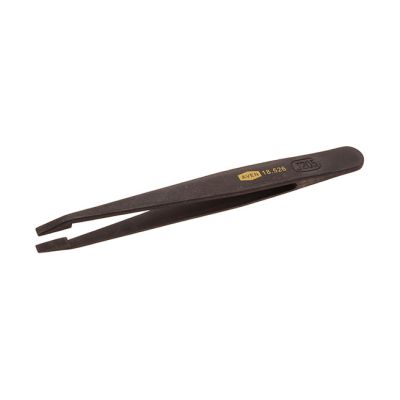 Aven straight flat tip tweezers, black, plastic