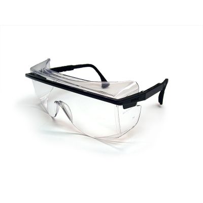 Uvex Astro 3001safety glasses with black frame.