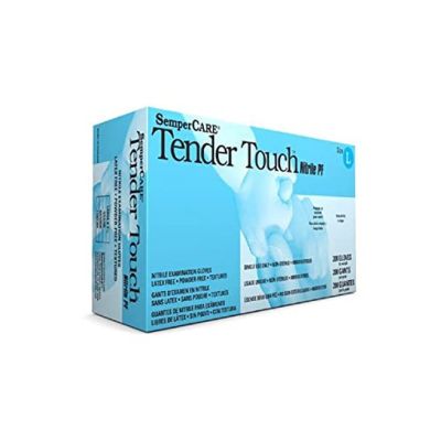 Semper Care Tender Touch exam gloves. Box of 200. Size large.