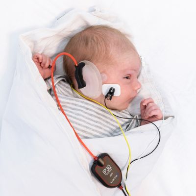 EARturtle Ear Coupler shown used on newborn
