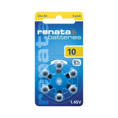 Renata Mercury Free Batteries, Size 10, Box of 60 Batteries