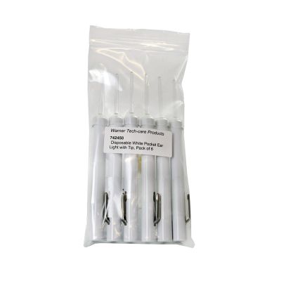 Disposable white ear lights with tip in a pack of six
