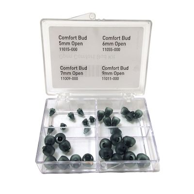 Starkey Comfort Bud open dome kit showing sizes 5 mm through 9 mm