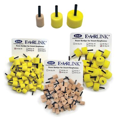 E-A-RLINK foam eartips showing different sizes