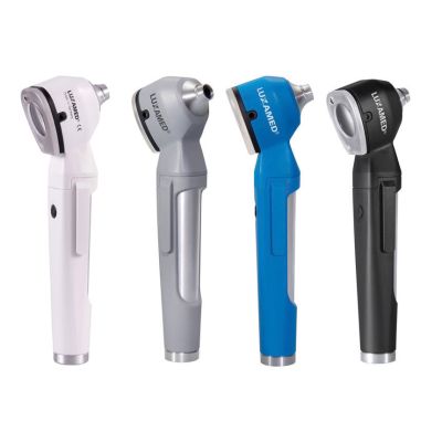 LuxaScope otoscopes in different colors.