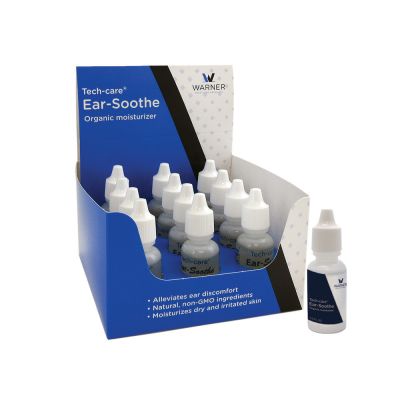 Tech-care Ear-Soothe organic moisturizer shown in a display box 