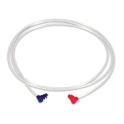 Clear Plastic Cord with Red & Blue Screw Ends