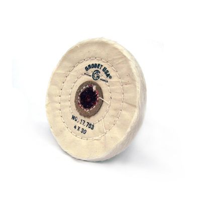 Buffing Wheel, 4" Diameter 30 Ply, Muslin with Leather Center, 31.4g