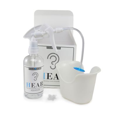 Equadose HEAR ear cleaning system with wax removal drops and basin