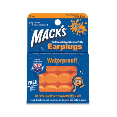 Mack's Soft Moldable Silicone Putty Ear Plugs, Kids Size, Orange, 6 Pairs